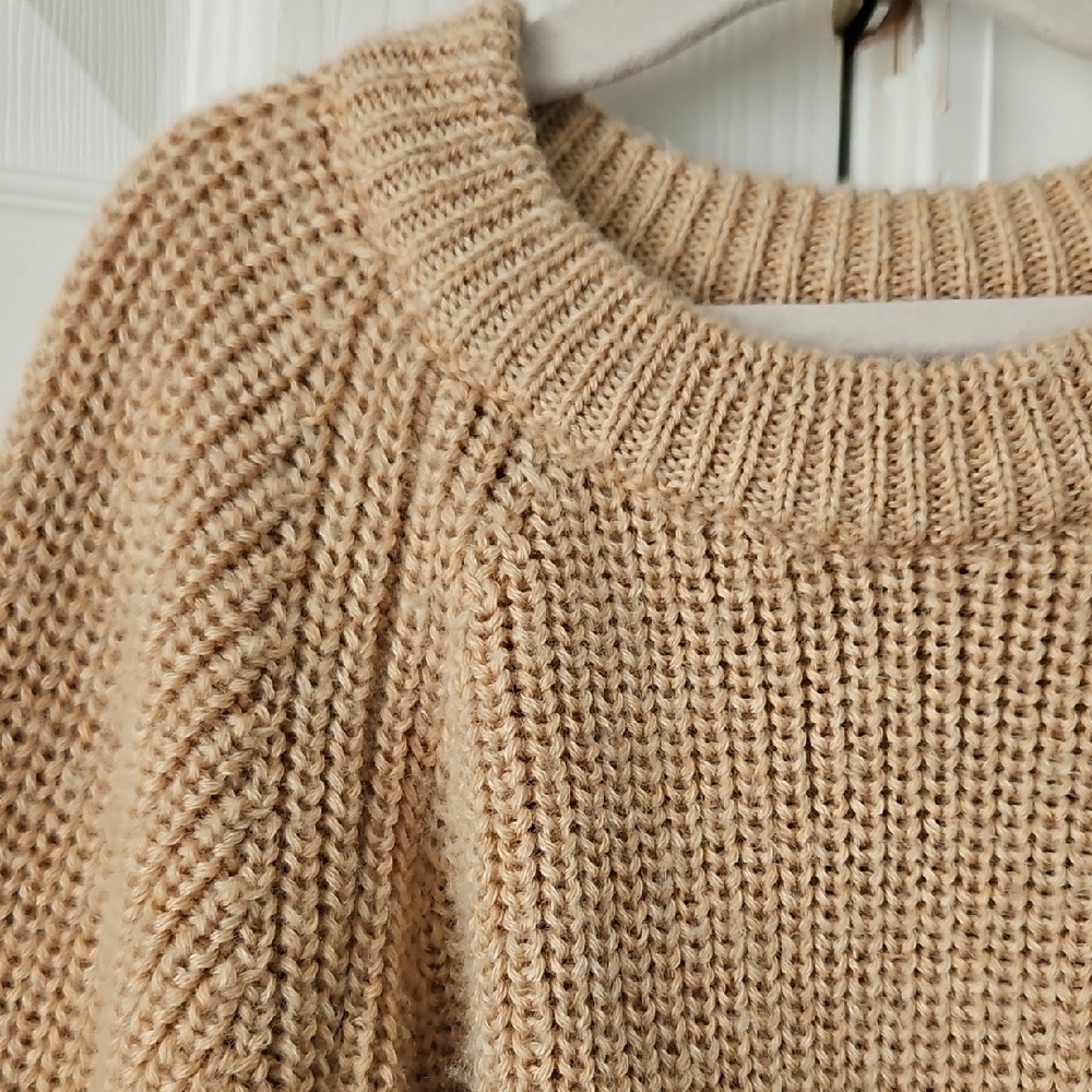 Kids Peachy Tan Merino Wool Knit Sweater - Picture 5 of 7